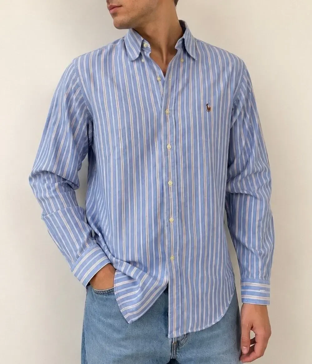 Polo Ralph Lauren Classic Fit Striped Oxford Shirt Size M Cotton
